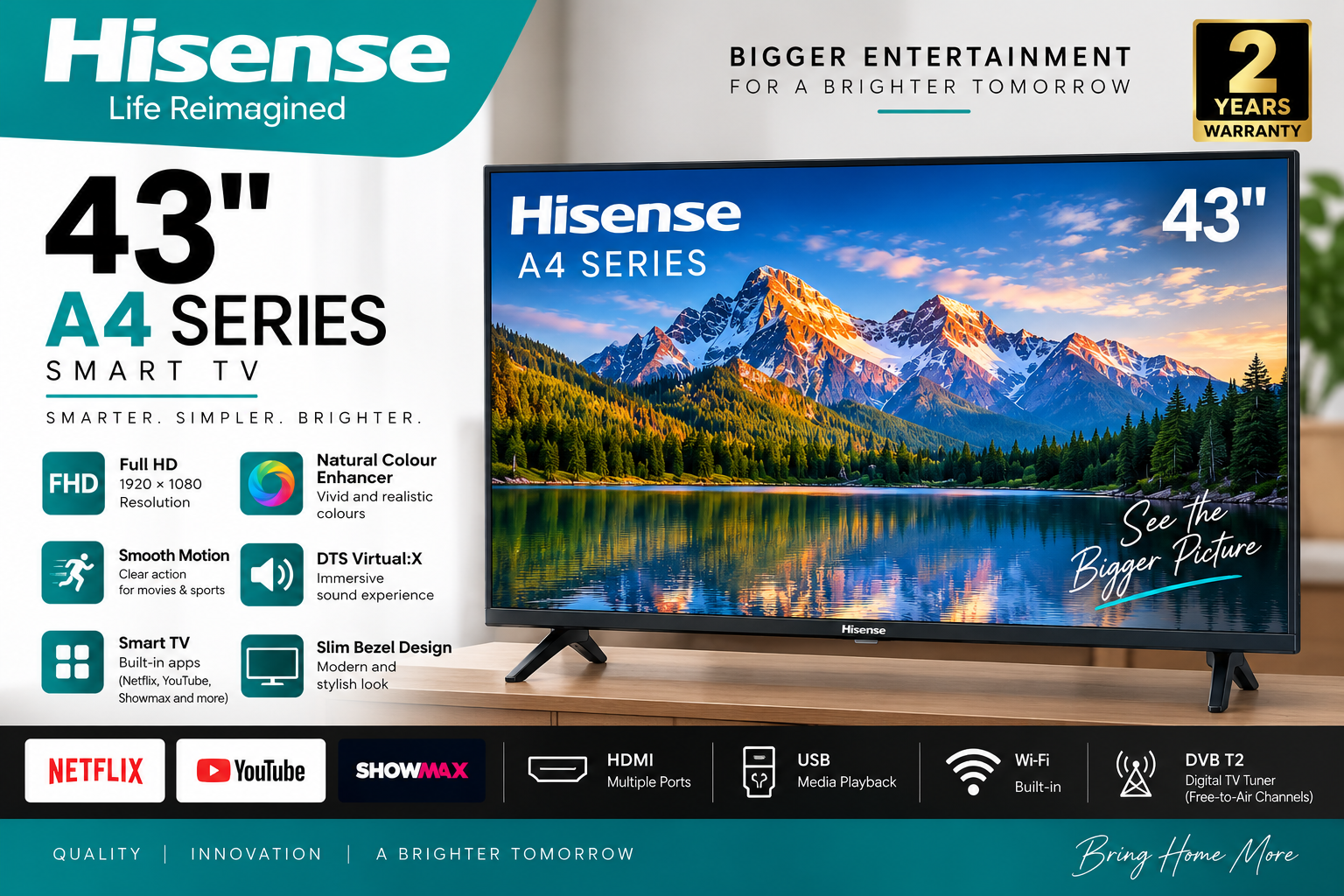 Hisense 43" A4 Series TV - Image 2