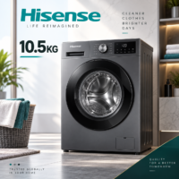 Hisense 10.5KG Front Load Washing Machine – 1400 RPM Inverter